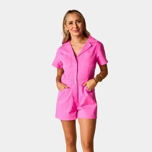 RARE NWT Jessie Crystal Fringe Romper - Pink Size Large